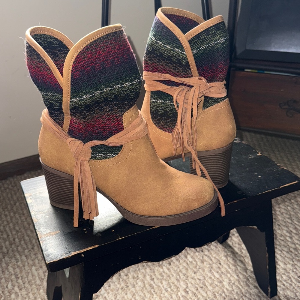Sugar Tan and Multicolor Ankle Boots - Picture 3 of 6